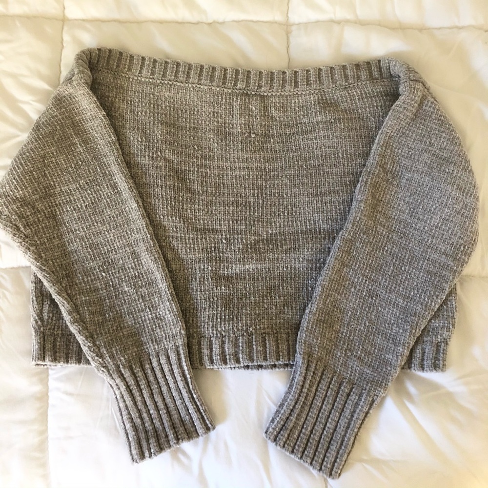 Grey Off The Shoulder Sweater